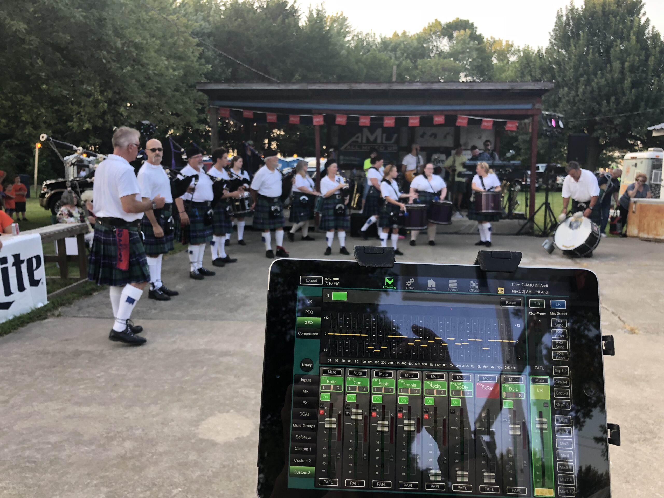 AV equipment for an outdoor perfomance